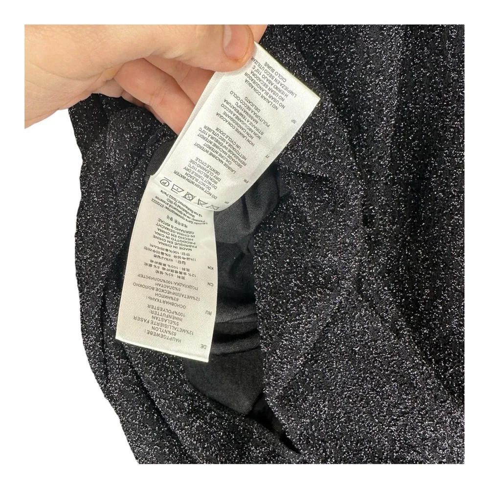 IRO Paris 36 Black Foa Sparkly Cutout Blouse High Neck Party Cocktail Sexy - Picture 10 of 15